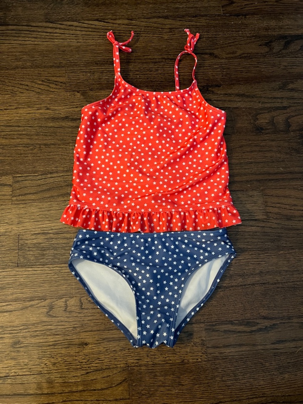 Cat & Jack Red Ruffle Star Tankini with Blue Star Bikini Bottoms